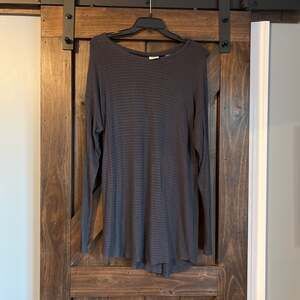 Daytrip Striped Cozy Long Top with Slit Detail in back